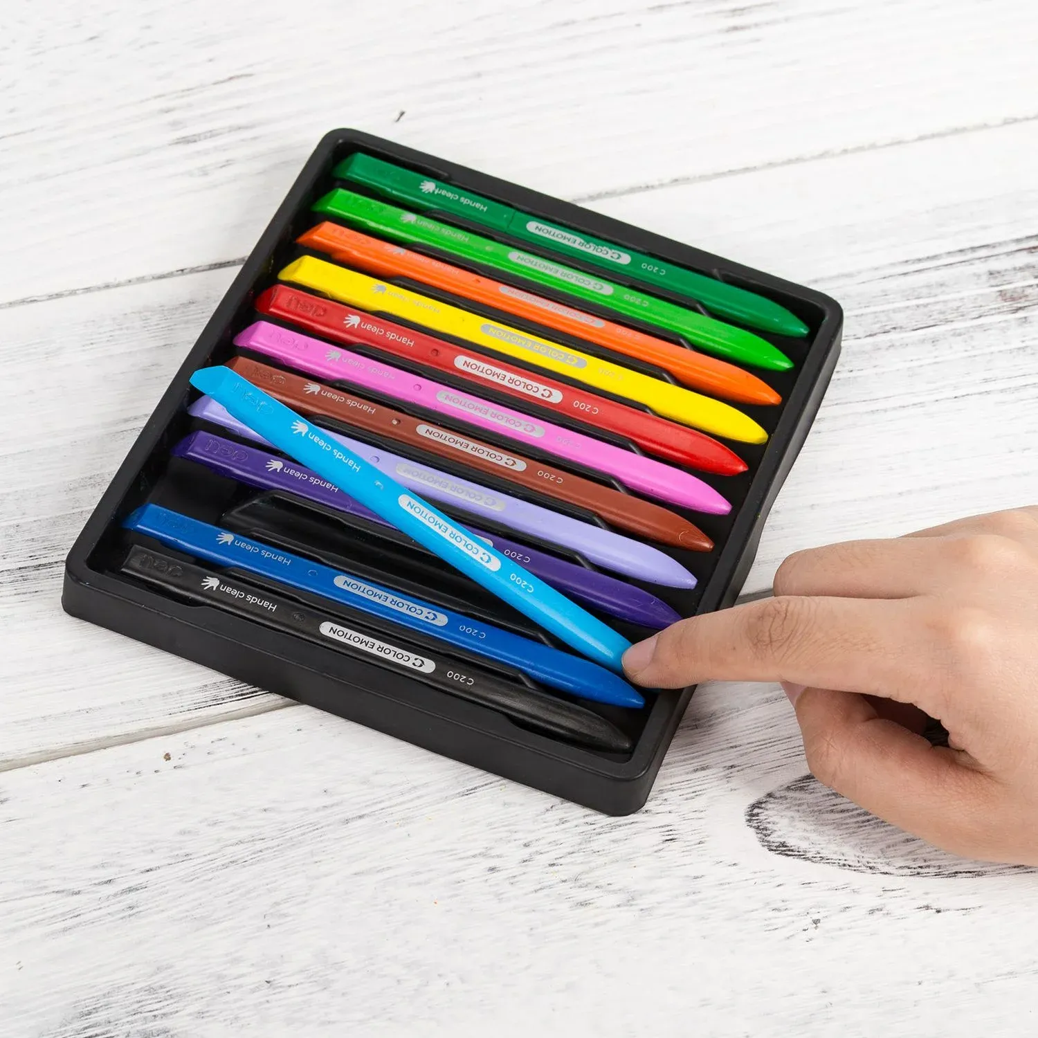 Восковые мелки Deli EC20000 Color Emotion трехгранные 12цв. картон.кор./европод. - фото 8