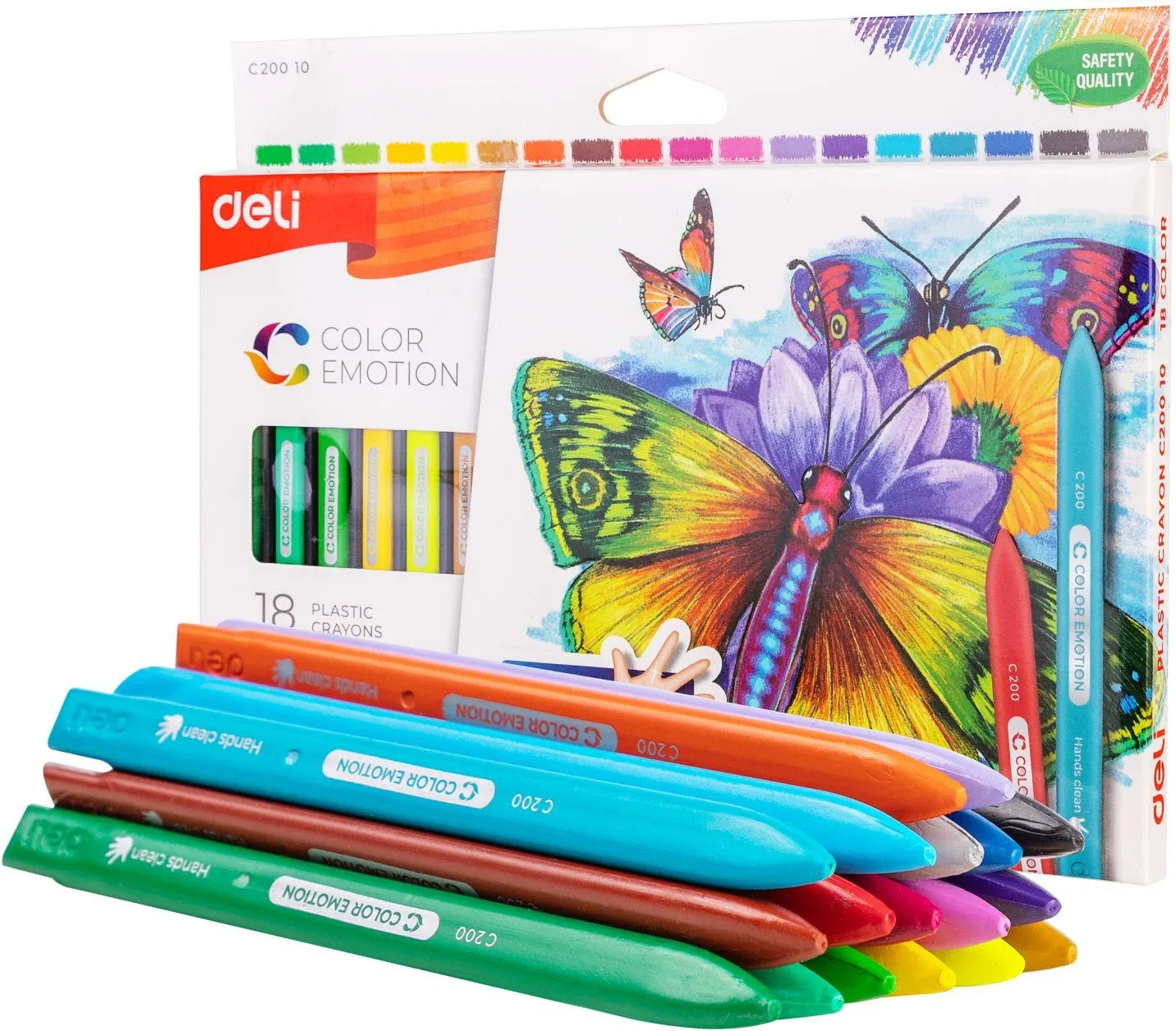 Восковые мелки Deli EC20010 Color Emotion трехгранные 18цв. картон.кор./европод. - фото 1