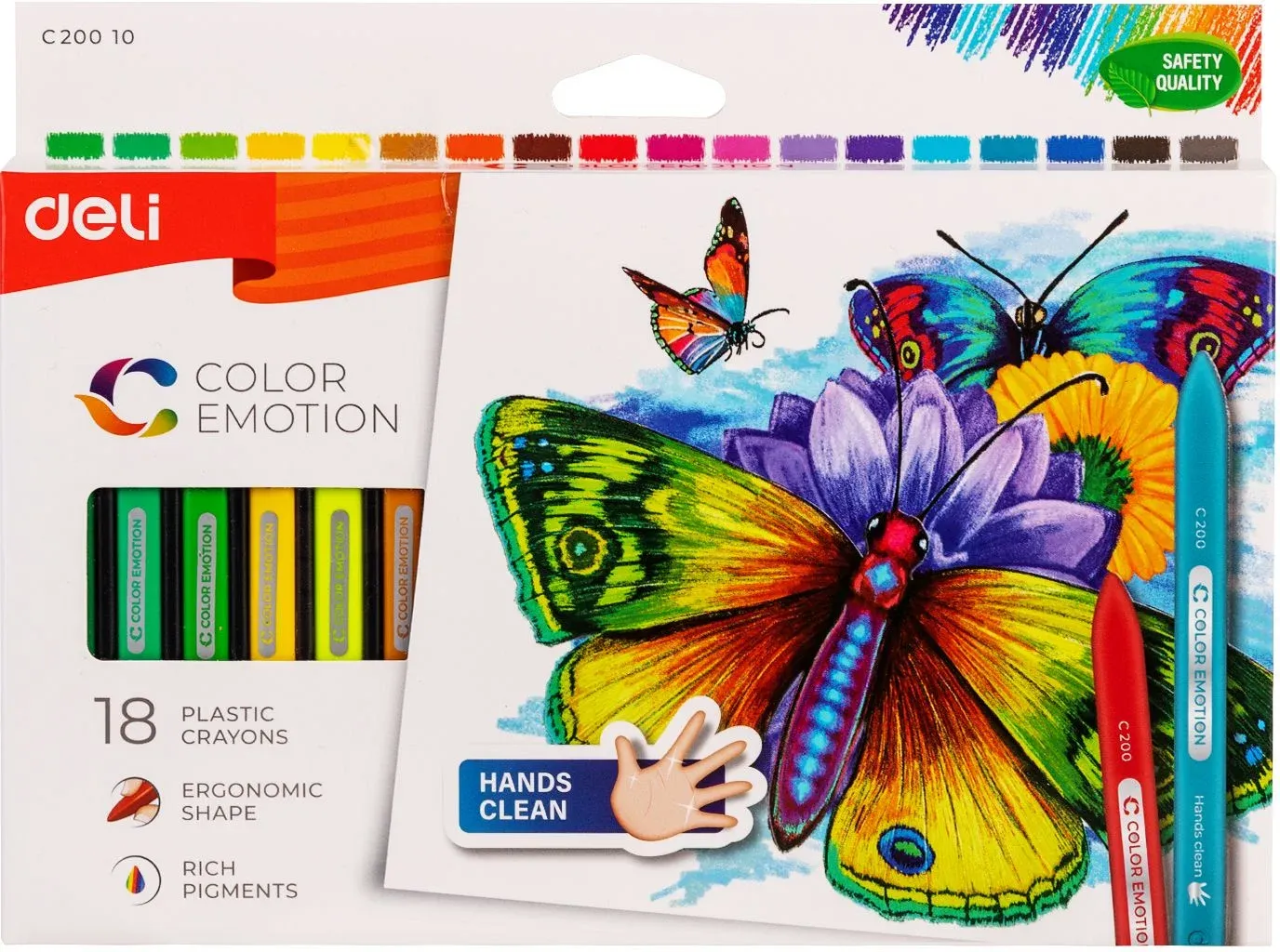 Восковые мелки Deli EC20010 Color Emotion трехгранные 18цв. картон.кор./европод. - фото 3