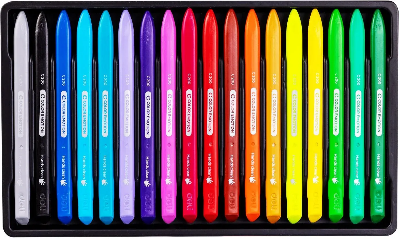 Восковые мелки Deli EC20010 Color Emotion трехгранные 18цв. картон.кор./европод. - фото 4
