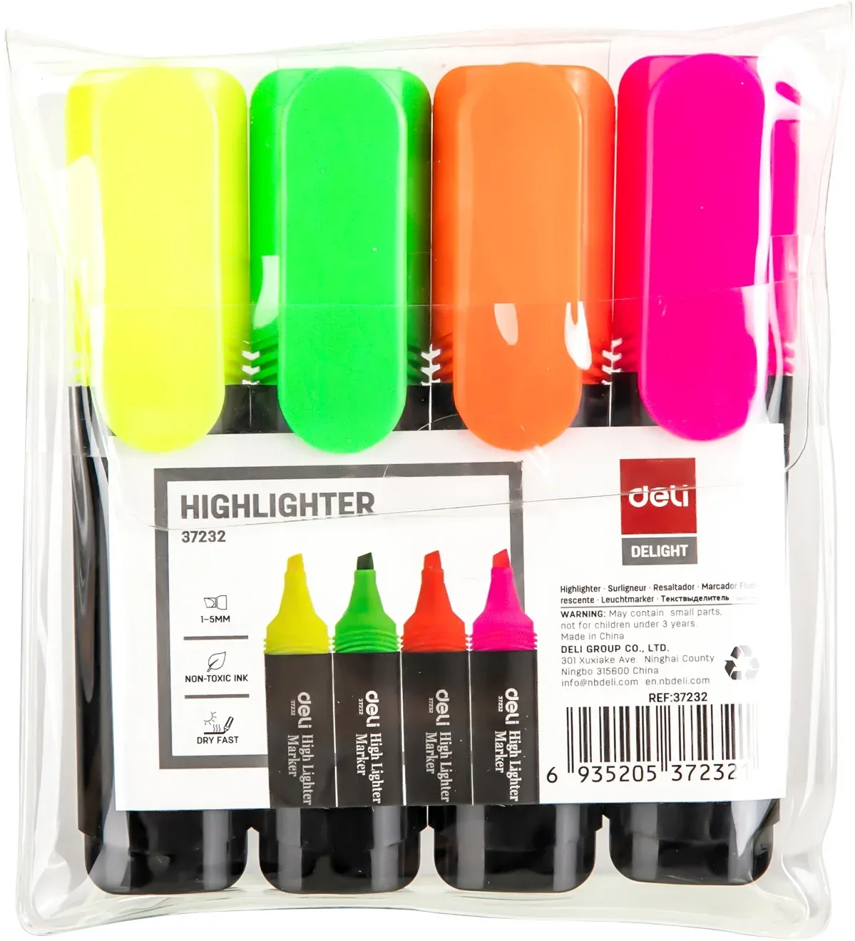 Набор текстовыделителей Deli E37232 Delight скошенный пиш. наконечник 1-5мм колпачок с клипом 4цв. пакет с европодвесом 4шт. - фото 7