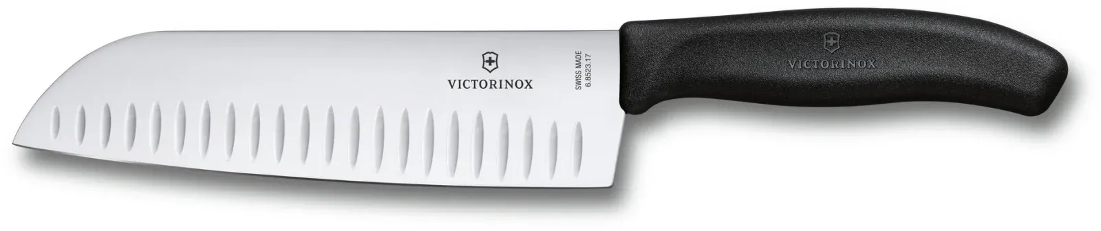 Нож кухонный Victorinox Swiss Classic Santoku 6.8523.17B стальной сантоку лезв.170мм черный европодвес - фото 5