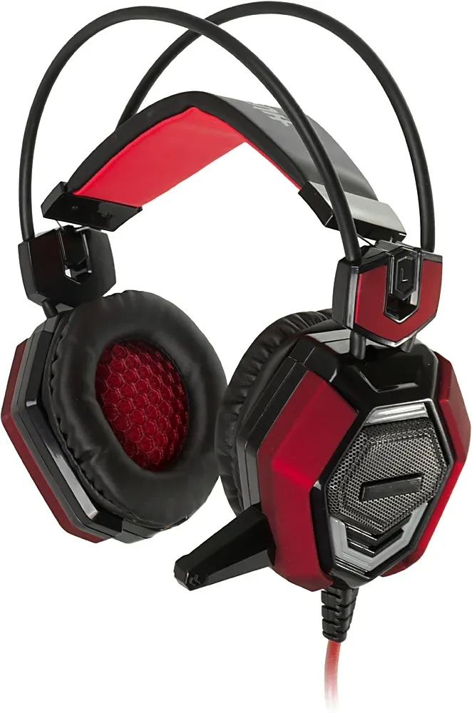 Наушники с микрофоном Оклик HS-L900G HURRICANE черный/красный 1.85м мониторные оголовье 472660 - фото 2