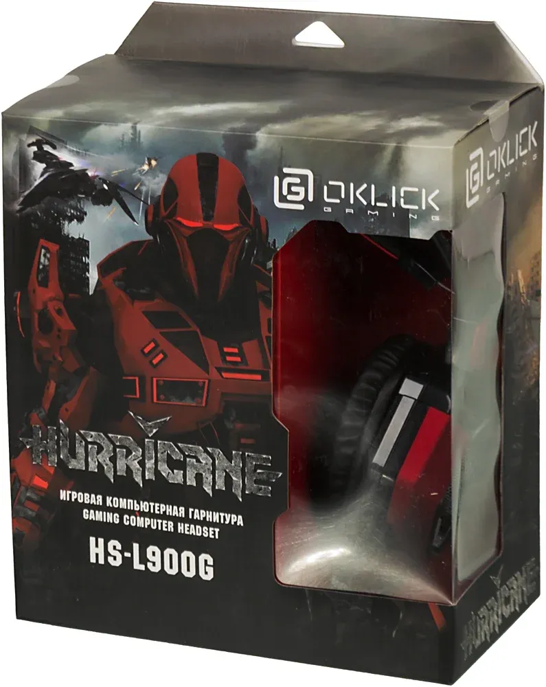 Наушники с микрофоном Оклик HS-L900G HURRICANE черный/красный 1.85м мониторные оголовье 472660 - фото 8