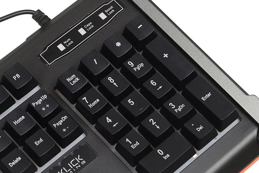 Клавиатура Оклик 710G BLACK DEATH черный/оранжевый USB Multimedia for gamer LED 476393 кабель 1.5м - фото 4