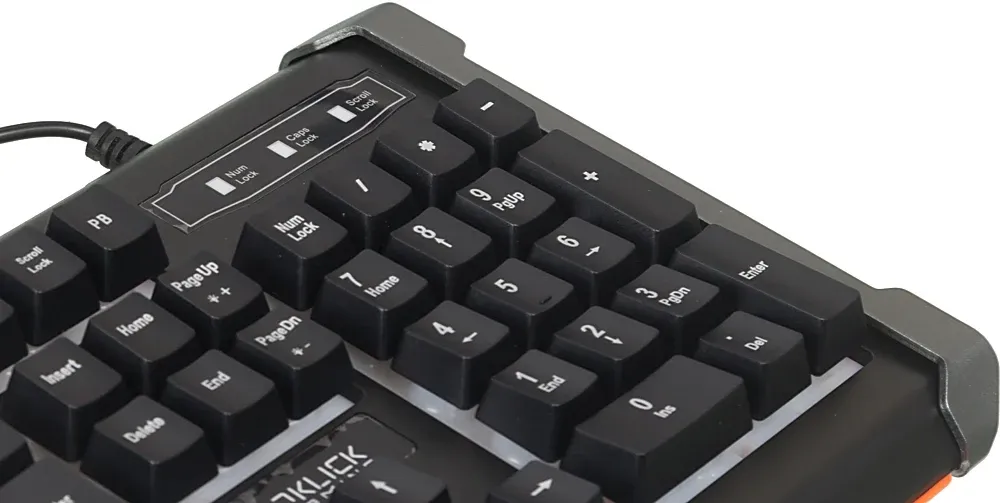 Клавиатура Оклик 710G BLACK DEATH черный/оранжевый USB Multimedia for gamer LED 476393 кабель 1.5м - фото 6