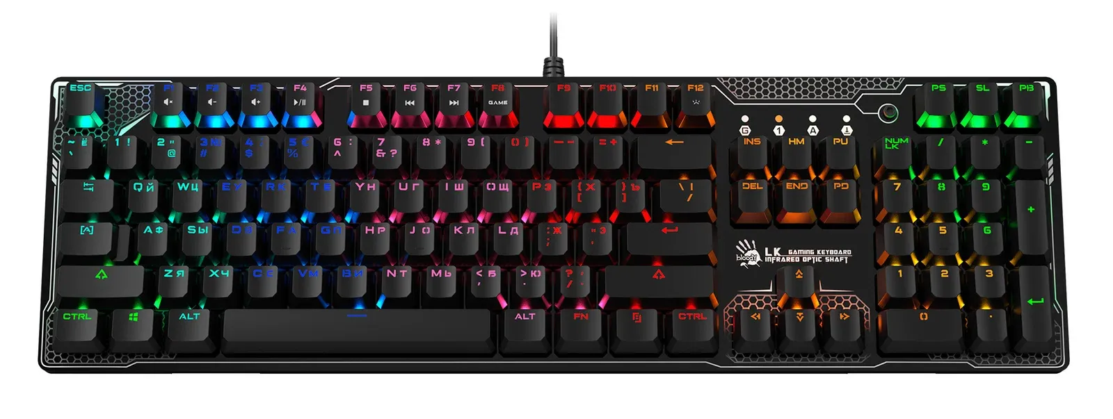 Клавиатура A4Tech B810R Battlefield механическая черный USB for gamer LED B810R BATTLEFIELD кабель 1.8м - фото 7