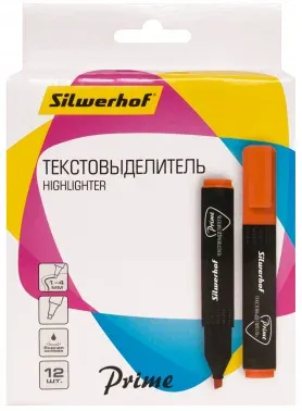 Текстовыделитель Silwerhof Prime 108031-06 скошенный пиш. наконечник 1-4мм оранжевый коробка - фото 7