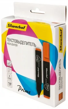 Текстовыделитель Silwerhof Prime 108031-06 скошенный пиш. наконечник 1-4мм оранжевый коробка - фото 8