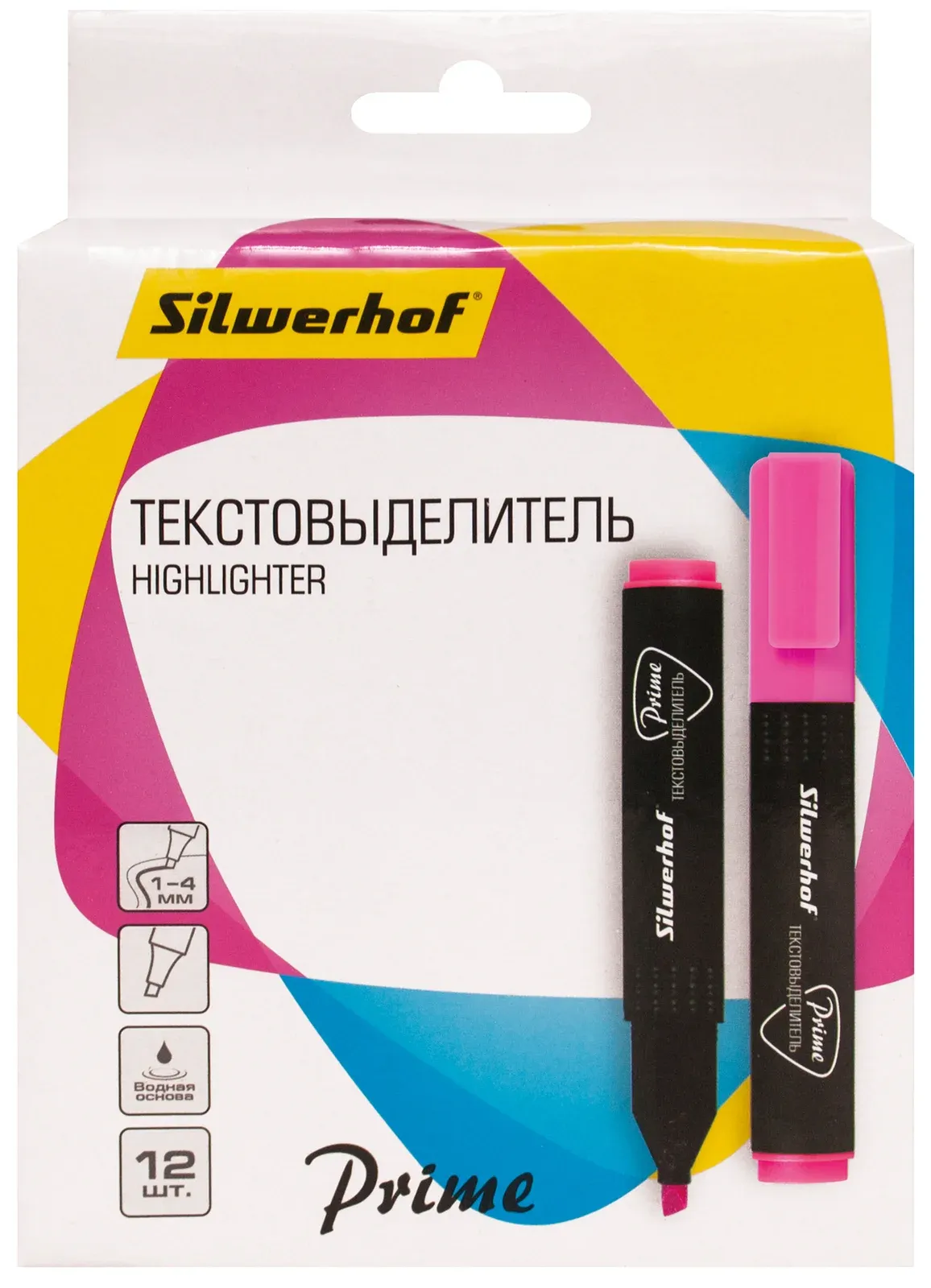 Текстовыделитель Silwerhof Prime 108031-08 скошенный пиш. наконечник 1-4мм розовый коробка - фото 2