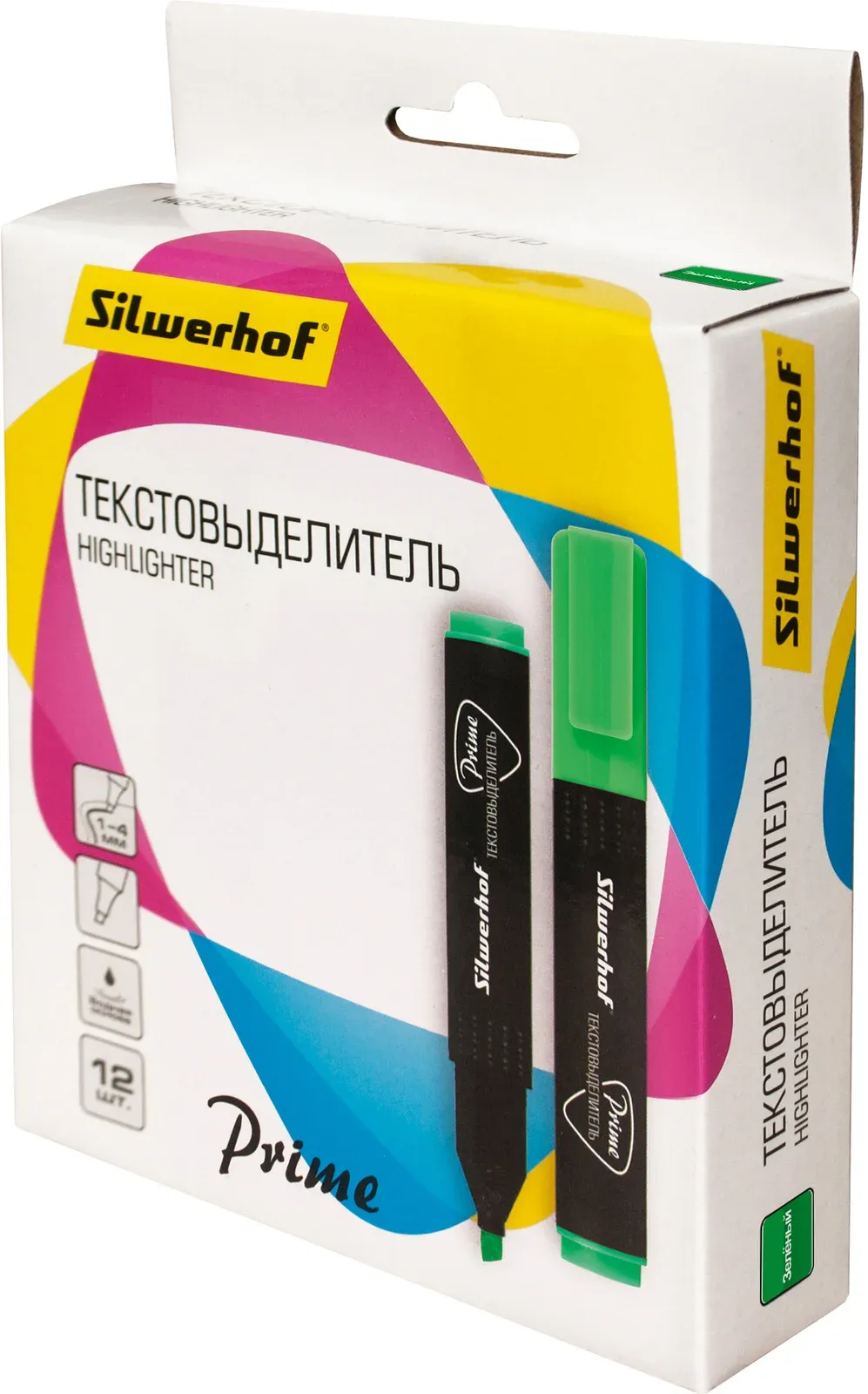 Текстовыделитель Silwerhof Prime 108031-03 скошенный пиш. наконечник 1-4мм зеленый коробка - фото 3