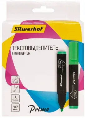 Текстовыделитель Silwerhof Prime 108031-03 скошенный пиш. наконечник 1-4мм зеленый коробка - фото 7
