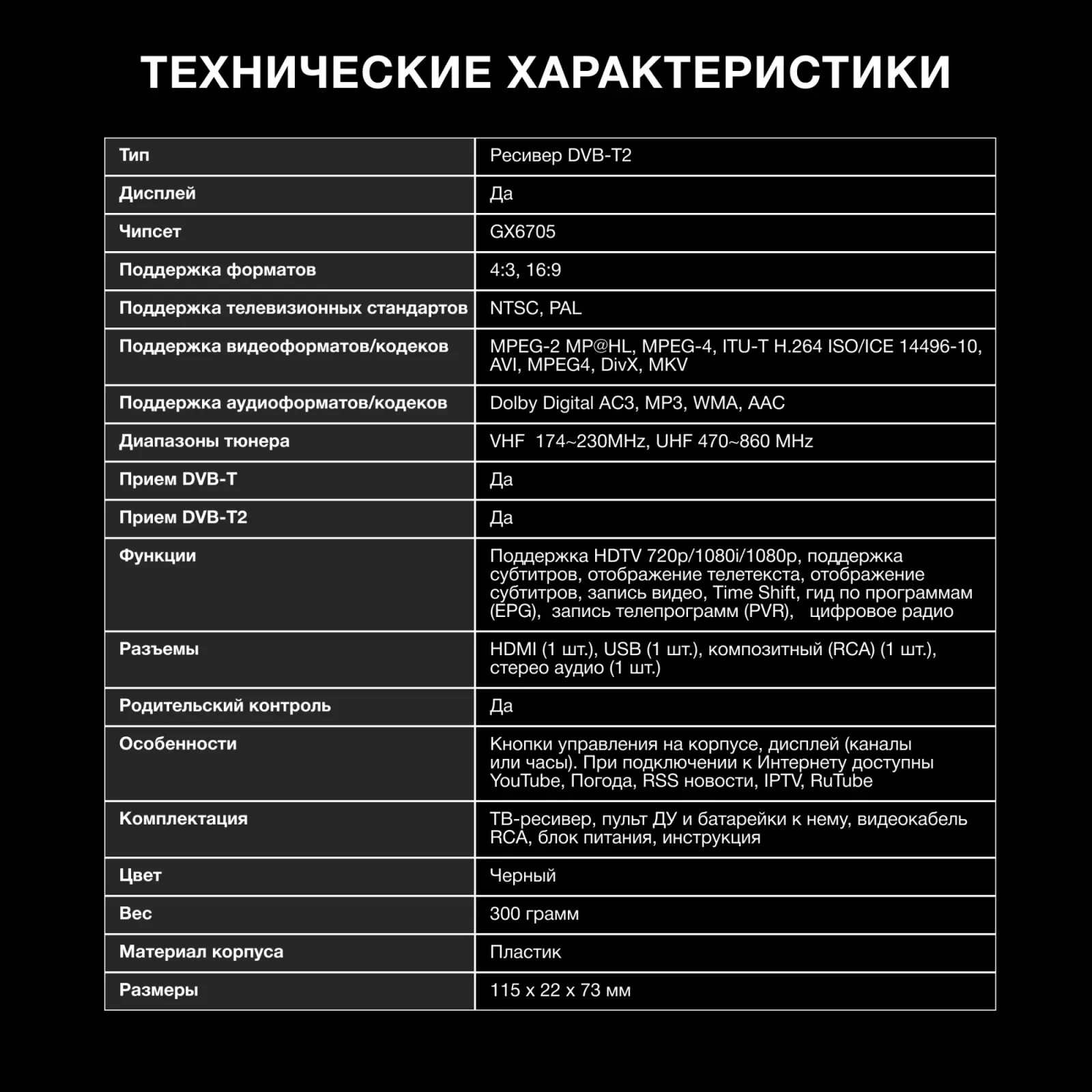 Ресивер DVB-T2 Hyundai H-DVB200 черный - фото 5