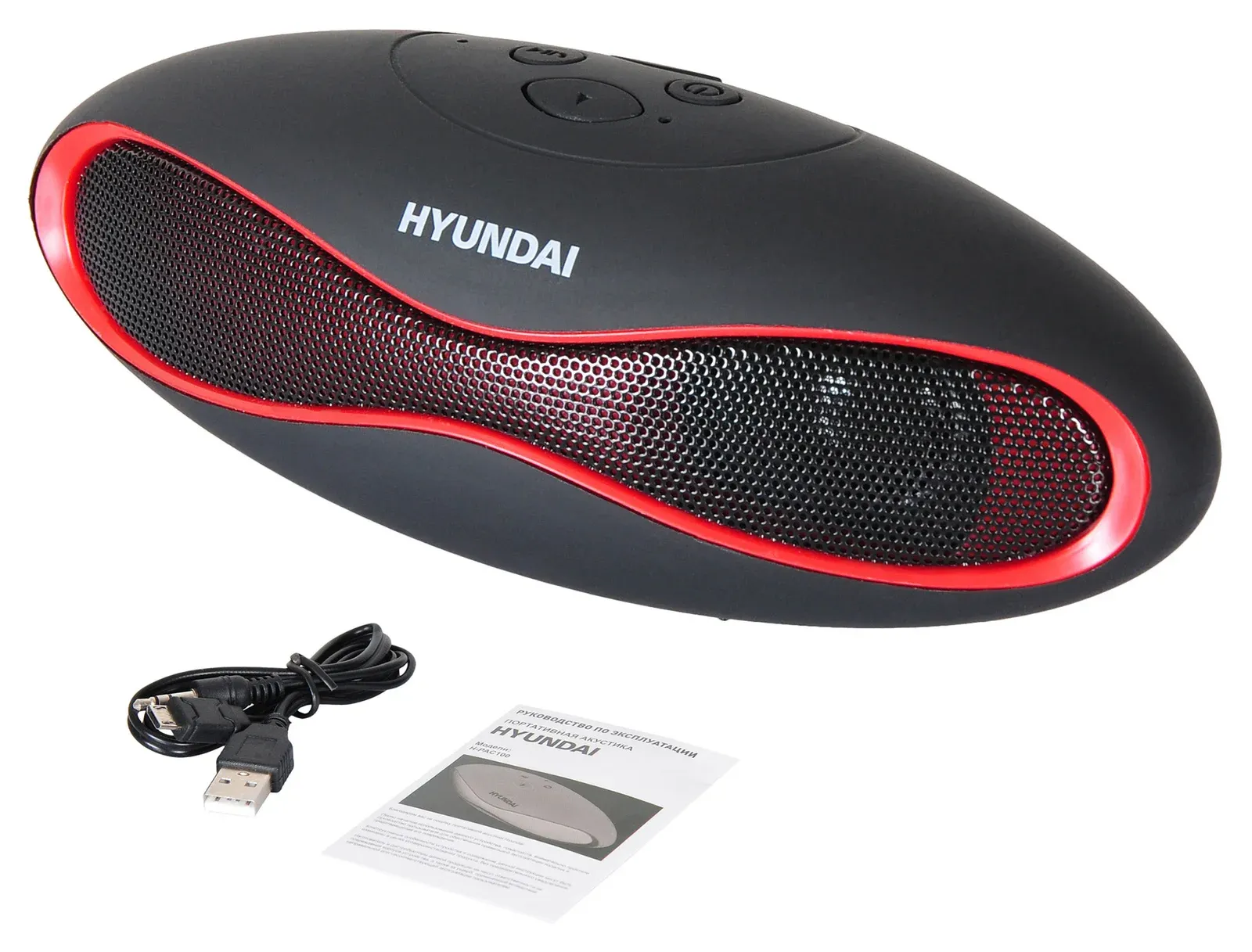 Колонка порт. Hyundai H-PAC100 черный 3W 1.0 BT/3.5Jack/USB - фото 3
