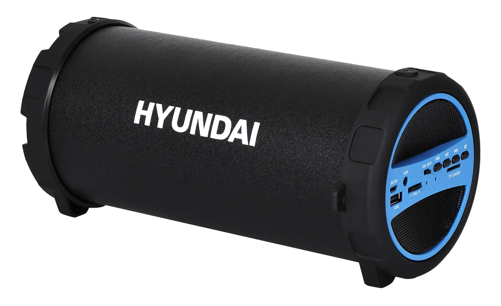 Колонка порт. Hyundai H-PAC220 черный/голубой 10W 1.0 BT/3.5Jack/USB - фото 2