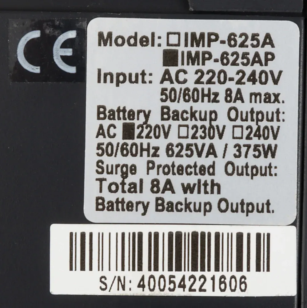 Источник бесперебойного питания Powercom Imperial IMP-625AP 375Вт 625ВА черный - фото 6