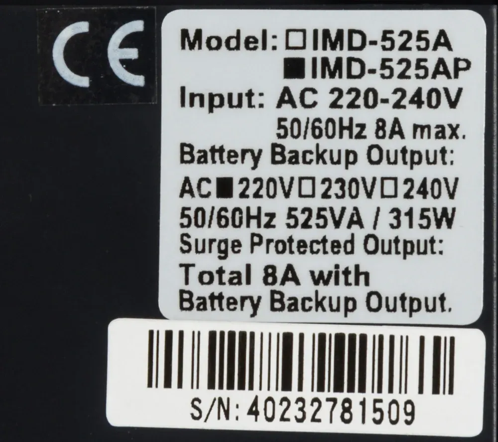 Источник бесперебойного питания Powercom Imperial IMD-525AP 315Вт 525ВА черный - фото 6