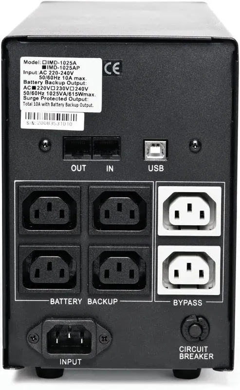 Источник бесперебойного питания Powercom Imperial IMD-1025AP 615Вт 1025ВА черный - фото 7