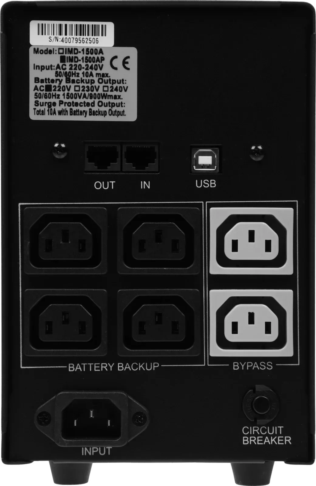 Источник бесперебойного питания Powercom Imperial IMD-1500AP 900Вт 1500ВА черный - фото 4