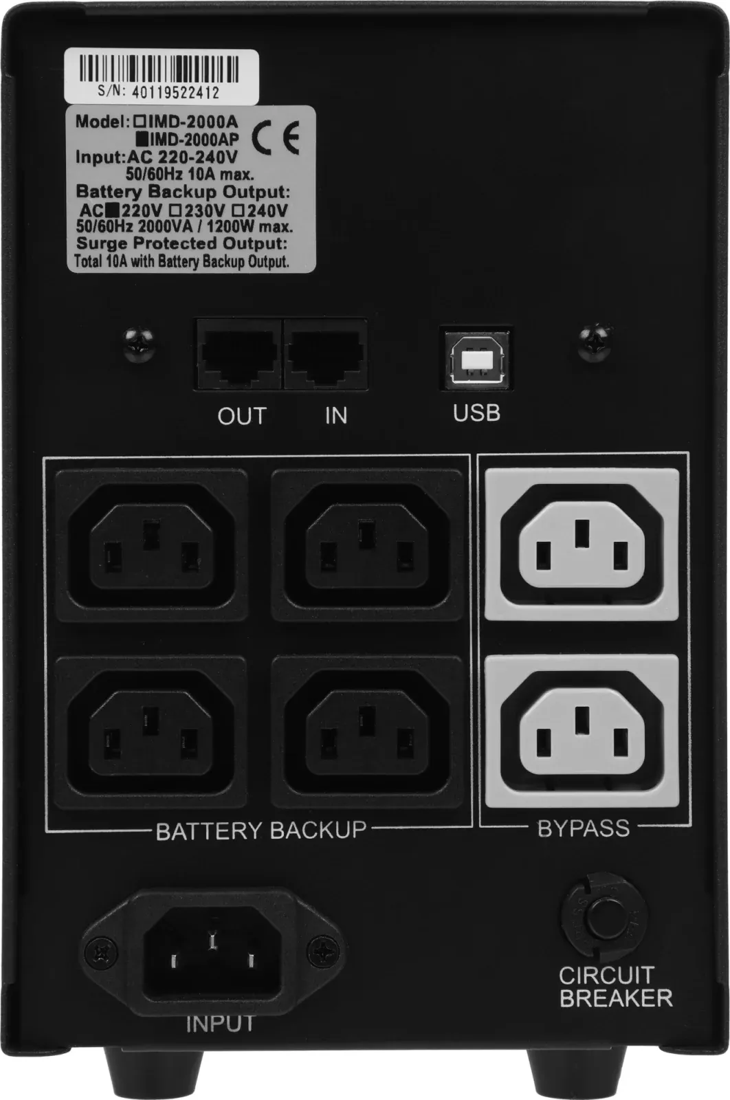 Источник бесперебойного питания Powercom Imperial IMD-2000AP 1200Вт 2000ВА черный - фото 3