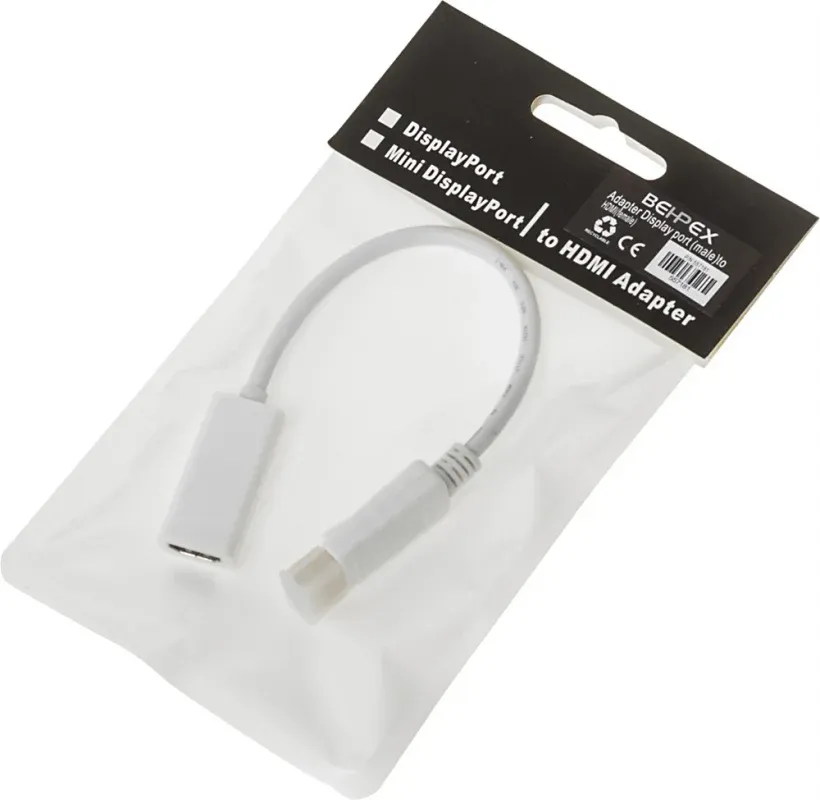 Переходник HDMI f/DisplayPort m белый - фото 2