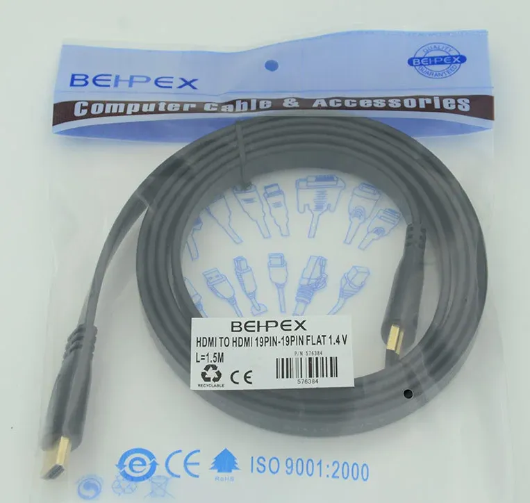 Кабель аудио-видео Flat v1.4 HDMI m/HDMI m 1.5м. - фото 2