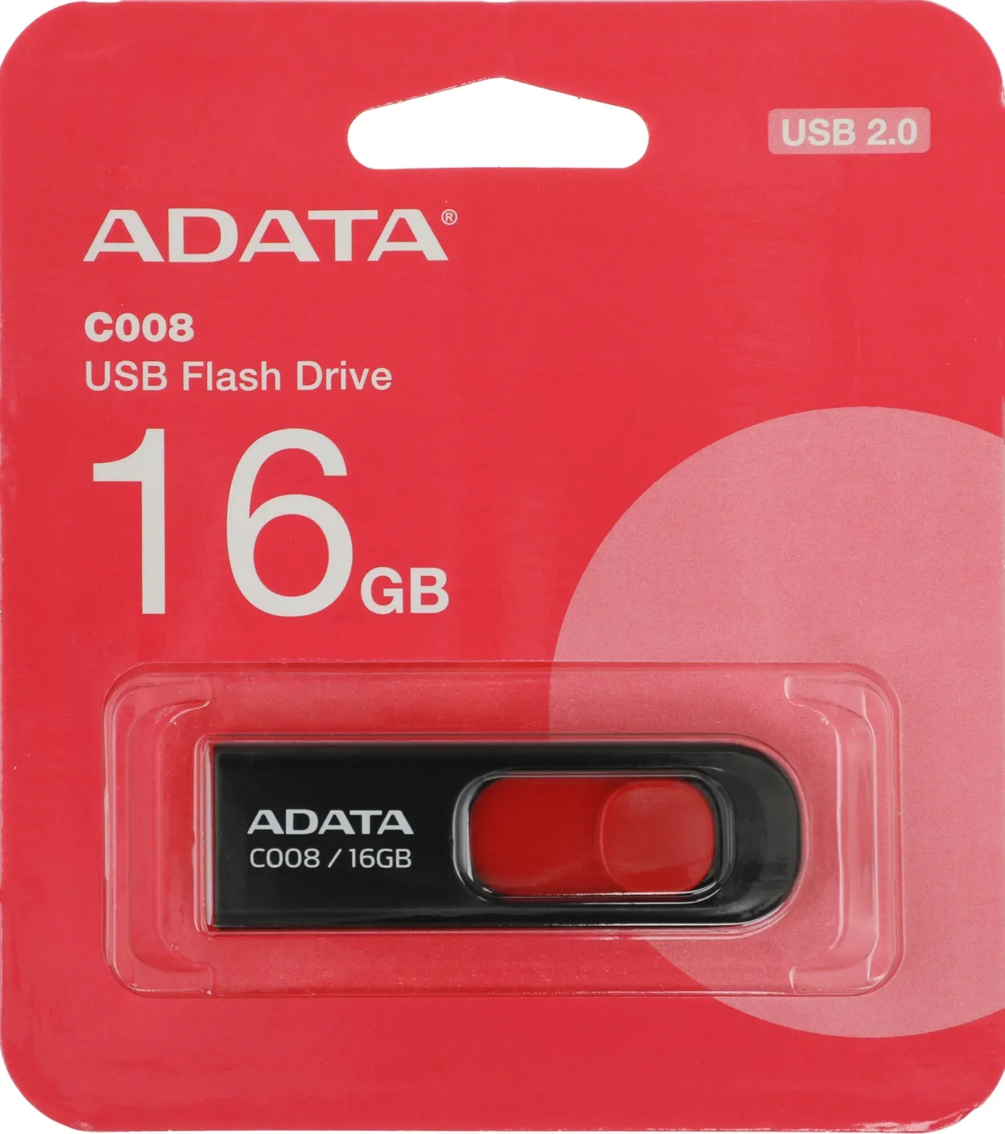Флеш Диск A-Data 16Gb Classic C008 AC008-16G-RKD USB2.0 красный/черный, 16 ГБ - фото 2