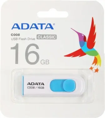 Флеш Диск A-Data 16Gb Classic C008 AC008-16G-RWE USB2.0 белый/синий, 16 ГБ - фото 8