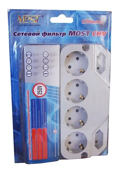 Сетевой фильтр Most CHV 5м 6 розеток белый коробка - фото 2