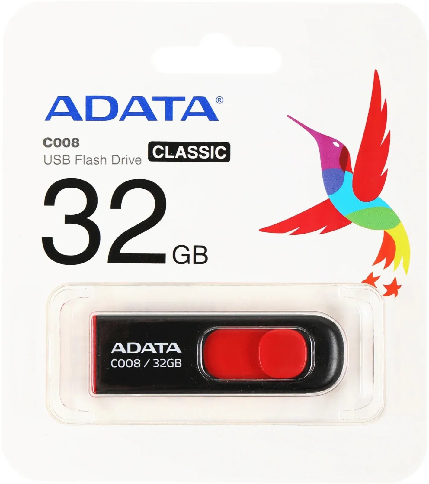Флеш Диск A-Data 32Gb Classic C008 AC008-32G-RKD USB2.0 красный/черный, 32 ГБ - фото 3