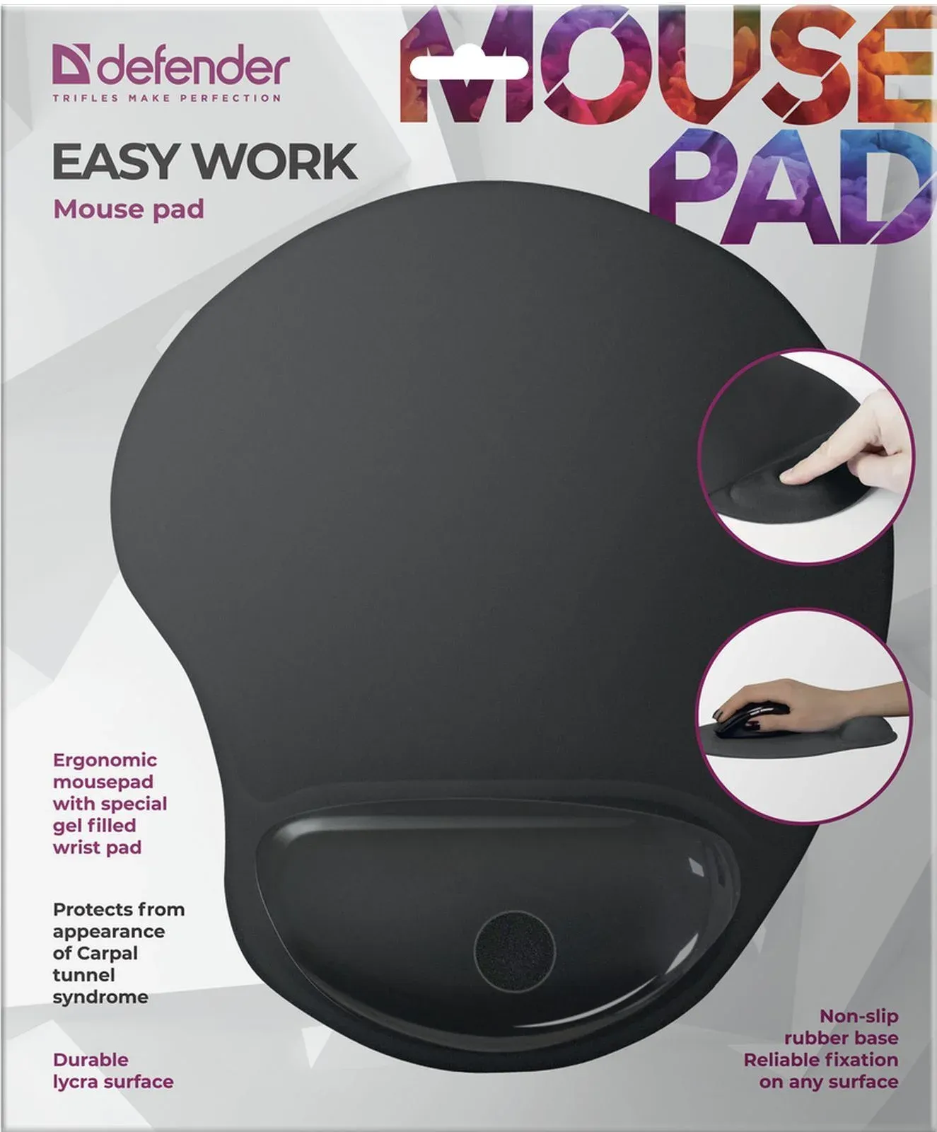 Коврик для мыши Defender Easy Work Средний черный 225x260x5мм 50905 - фото 4
