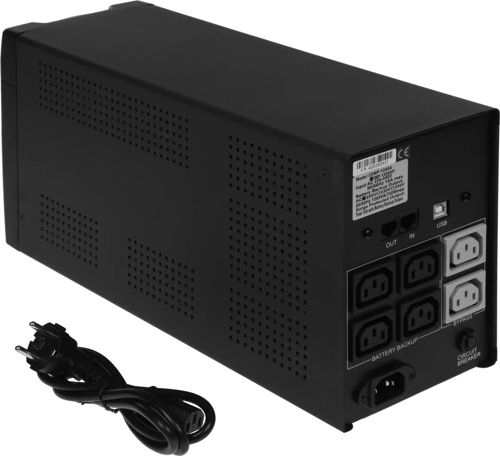Источник бесперебойного питания Powercom Imperial IMP-1200AP 720Вт 1200ВА черный - фото 3