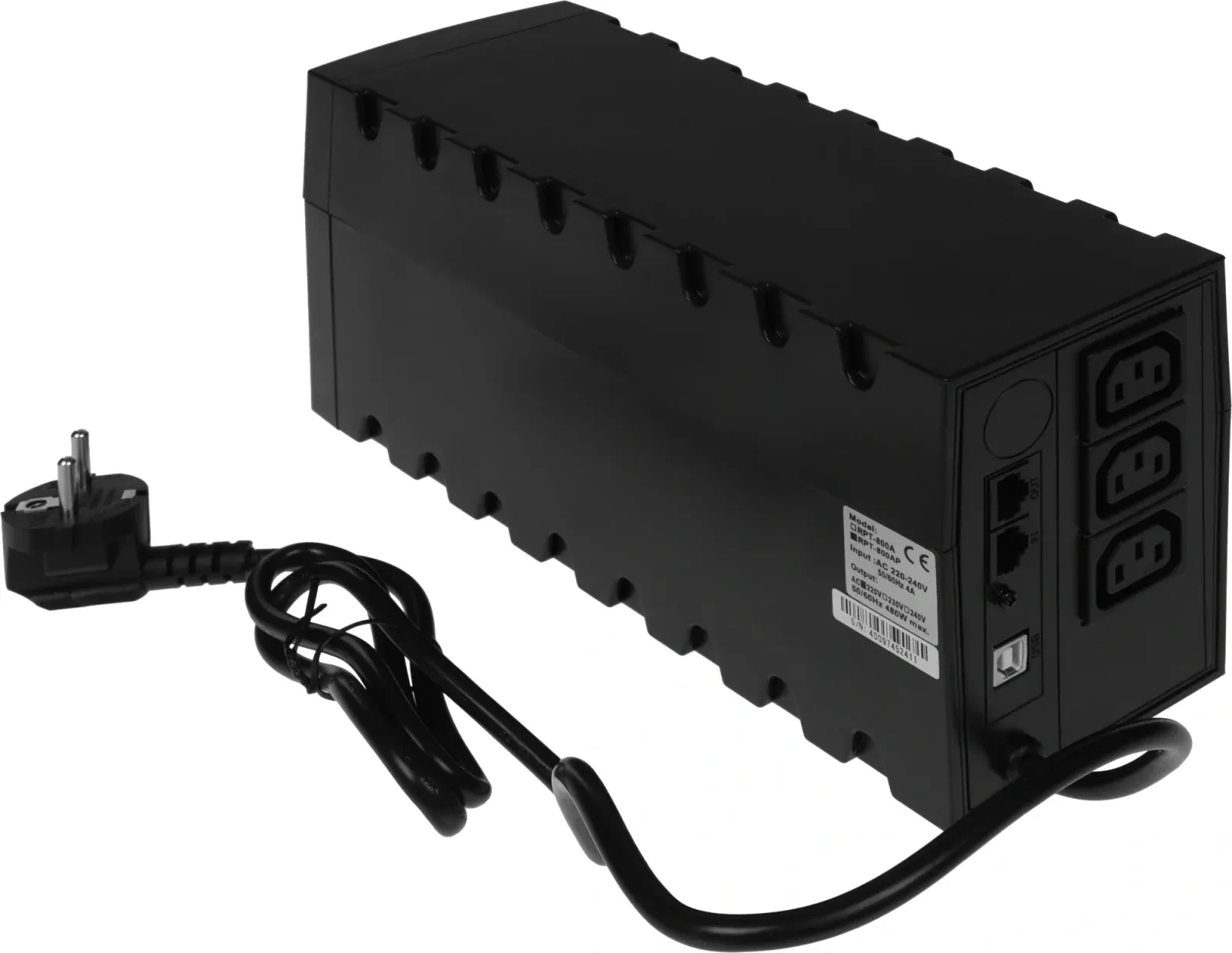 Источник бесперебойного питания Powercom Raptor RPT-800AP 480Вт 800ВА черный - фото 3