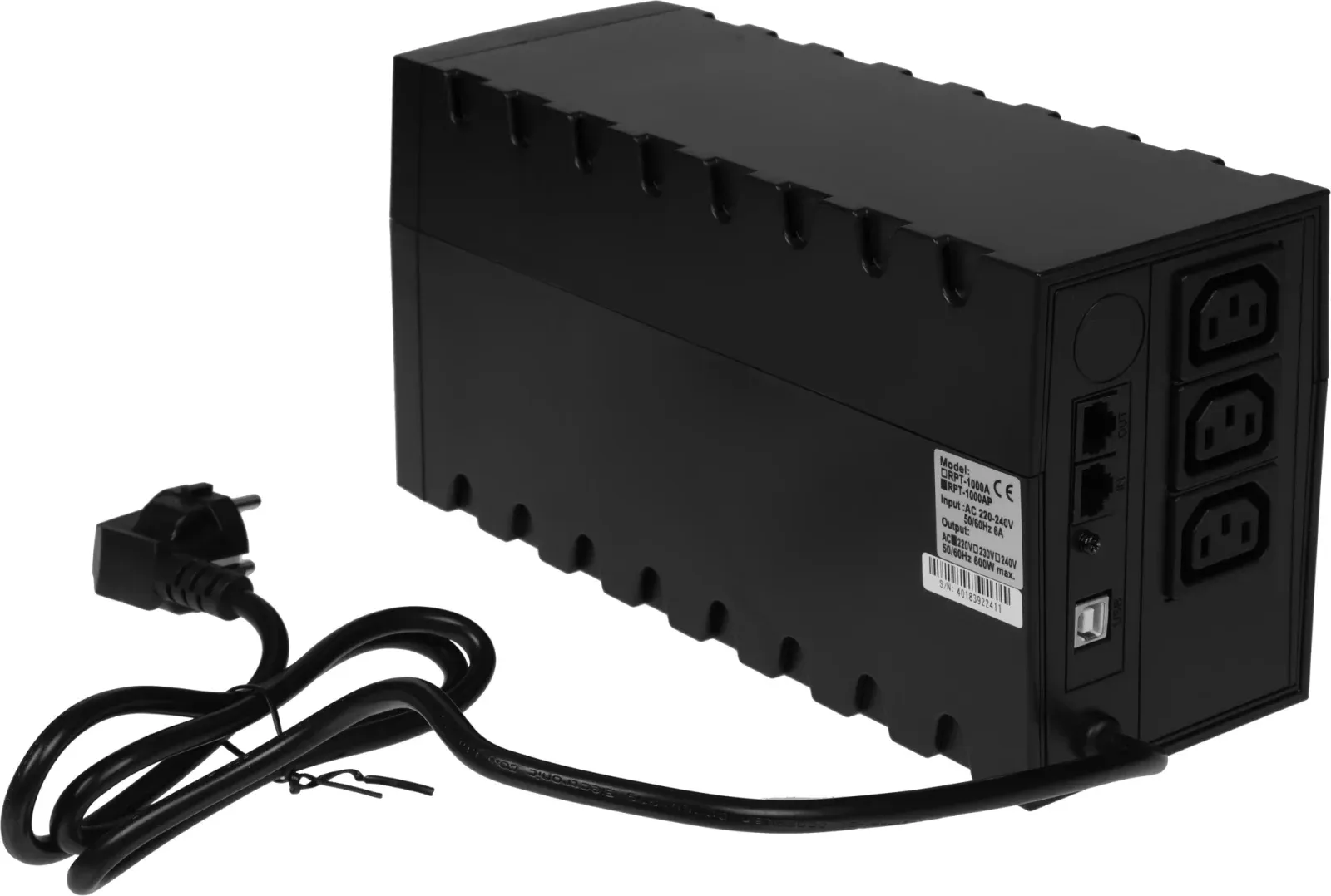 Источник бесперебойного питания Powercom Raptor RPT-1000AP 600Вт 1000ВА черный - фото 6