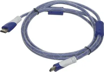 Кабель аудио-видео HDMI m/HDMI m 1.8м. феррит.кольца позолоч.конт. синий/белый - фото 8