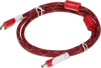 Кабель аудио-видео HDMI m/HDMI m 1.8м. феррит.кольца позолоч.конт. красный - фото 6