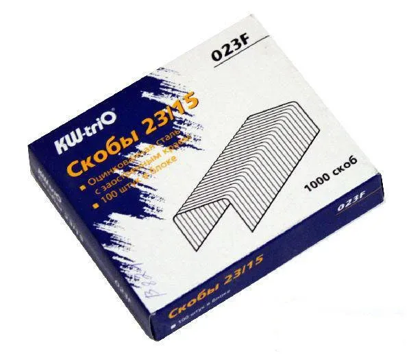 Скобы для степлера 23/15 Kw-Trio 023F оцинкованные кор.карт. упак.:1000шт.