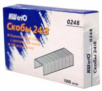 Скобы для степлера 24/8 Kw-Trio 0248 оцинкованные кор.карт. упак.:1000шт. - фото 2