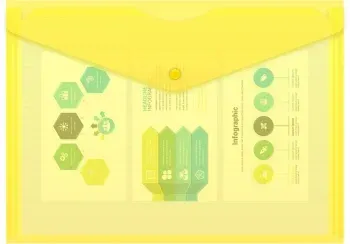 Конверт на кнопке Бюрократ Economy-PK100YEL A4 пластик 0.10мм желтый - фото 6