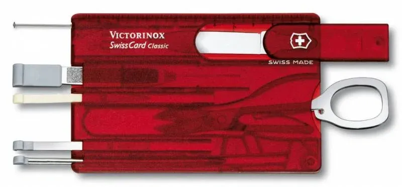 Швейцарские карты VICTORINOX SwissCard Classic красный полупрозрачный