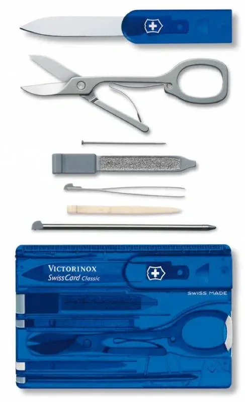 Швейцарские карты VICTORINOX SwissCard Classic синий полупрозрачный