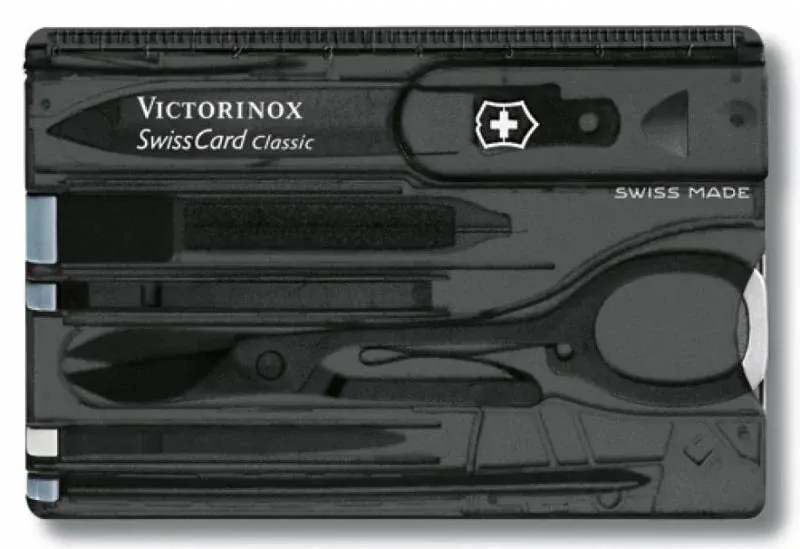 Швейцарские карты VICTORINOX SwissCard Classic черный полупрозрачный