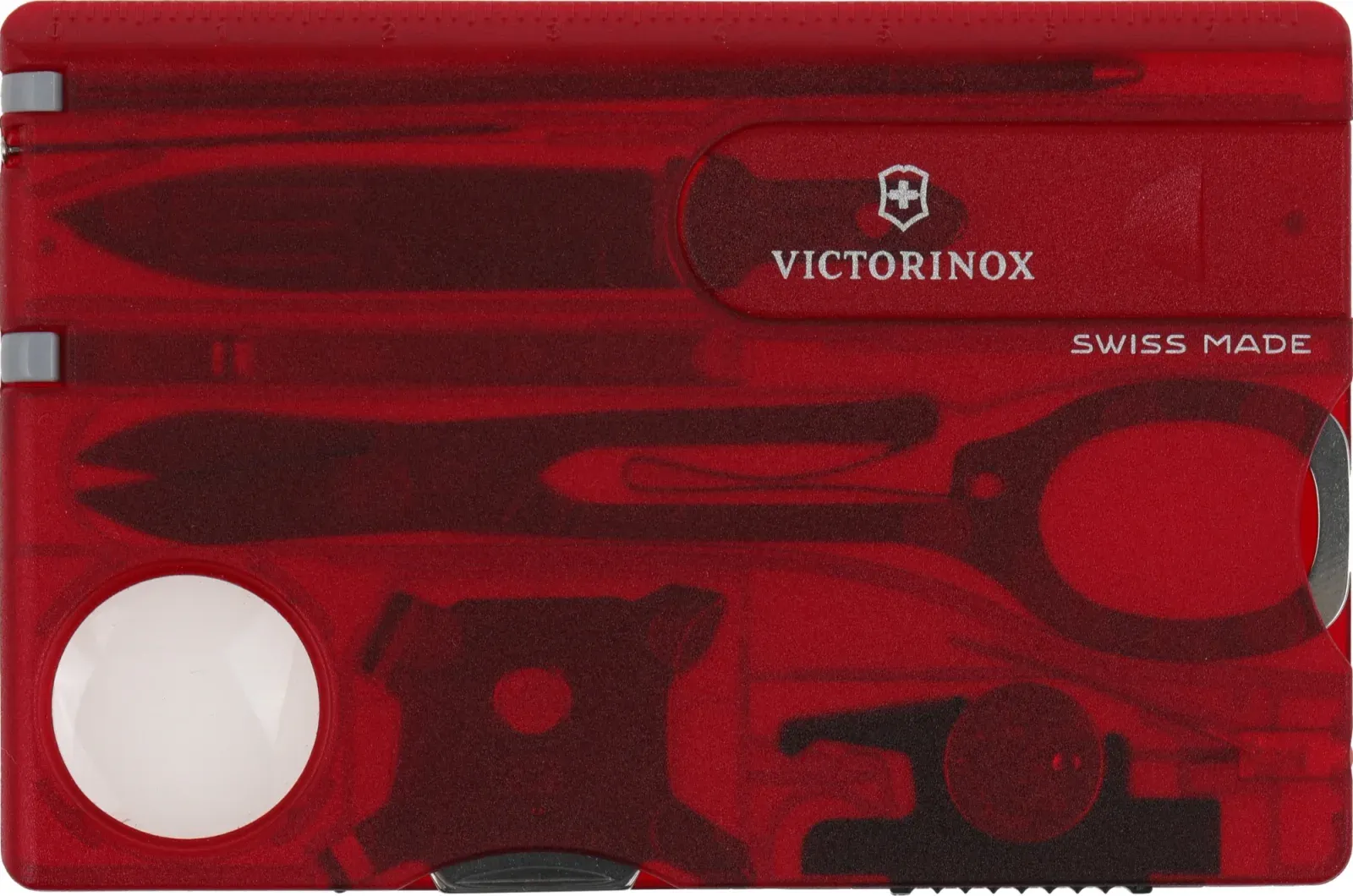 Швейцарские карты VICTORINOX SwissCard Lite красный полупрозрачный
