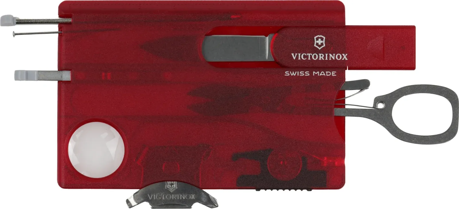 Швейцарские карты VICTORINOX SwissCard Lite красный полупрозрачный - фото 2
