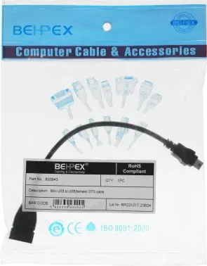 Кабель USB f-mini USB m 0.2м черный - фото 8