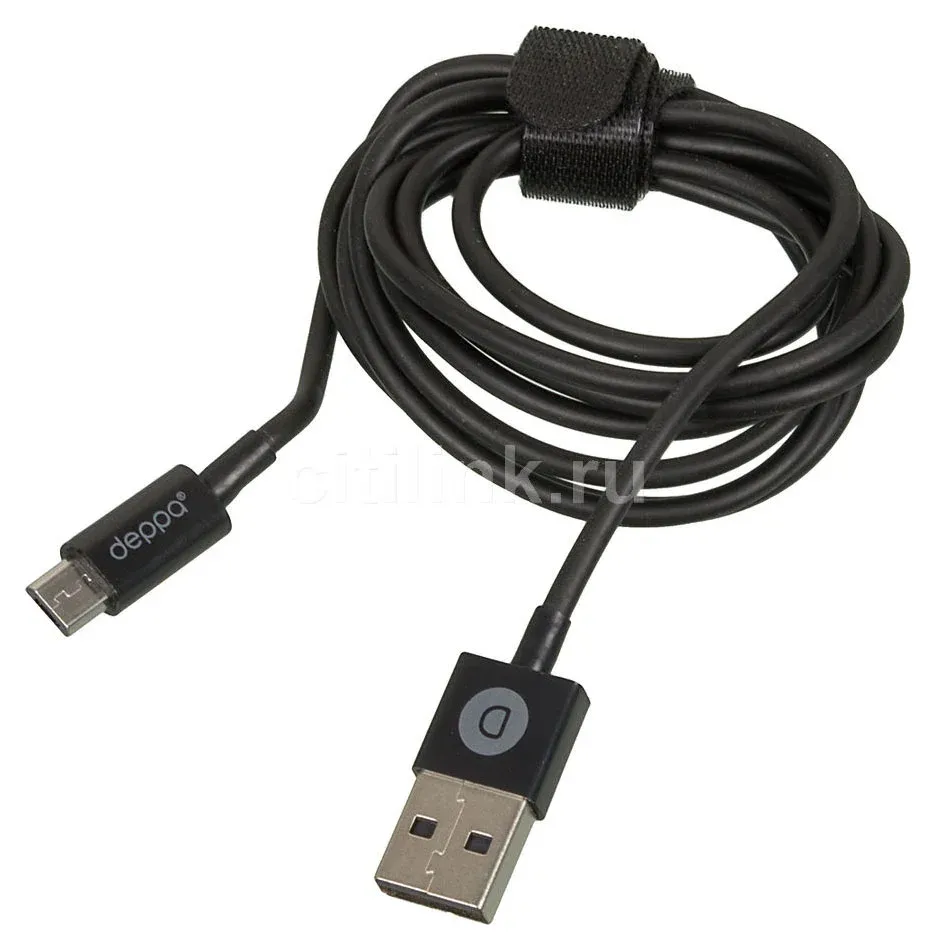 Кабель Deppa 72103 USB m-micro USB m 1.2м черный - фото 1