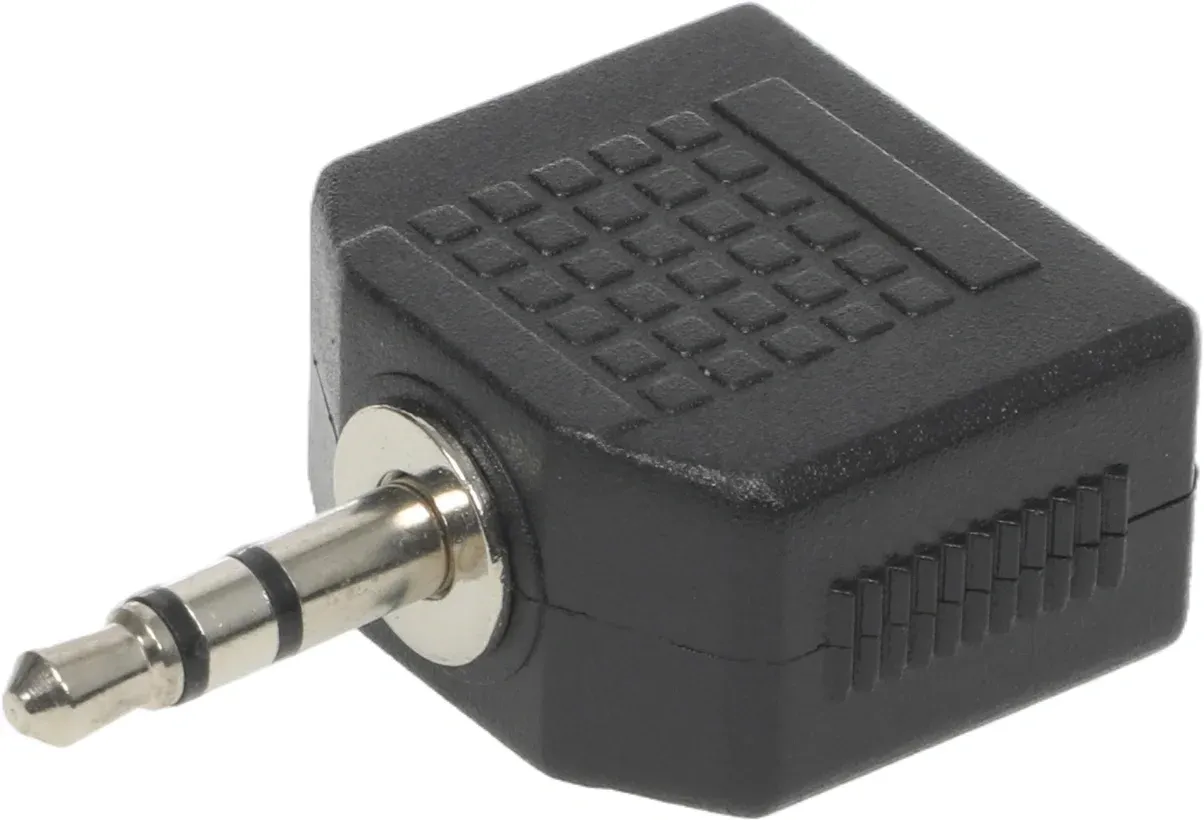 Адаптер аудио Ningbo Headphone Splitter 2xJack 3.5 f/Jack 3.5 m черный JAAA095-B - фото 3