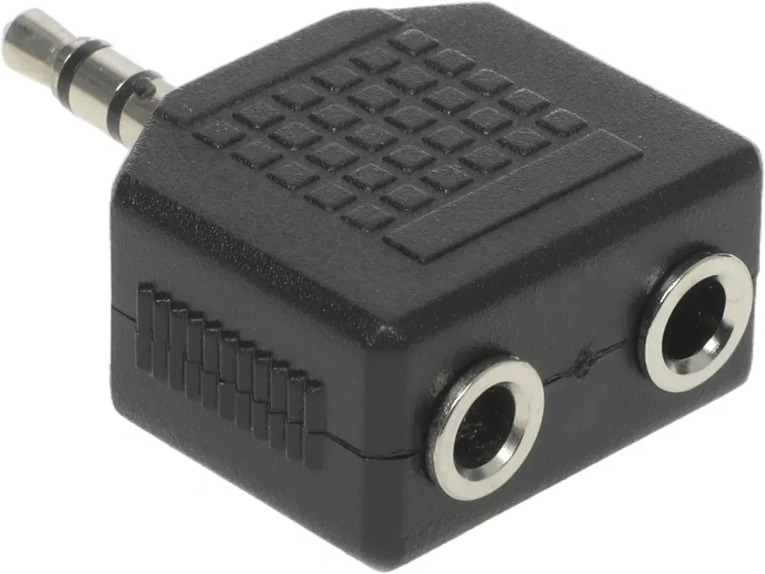 Адаптер аудио Ningbo Headphone Splitter 2xJack 3.5 f/Jack 3.5 m черный JAAA095-B - фото 4