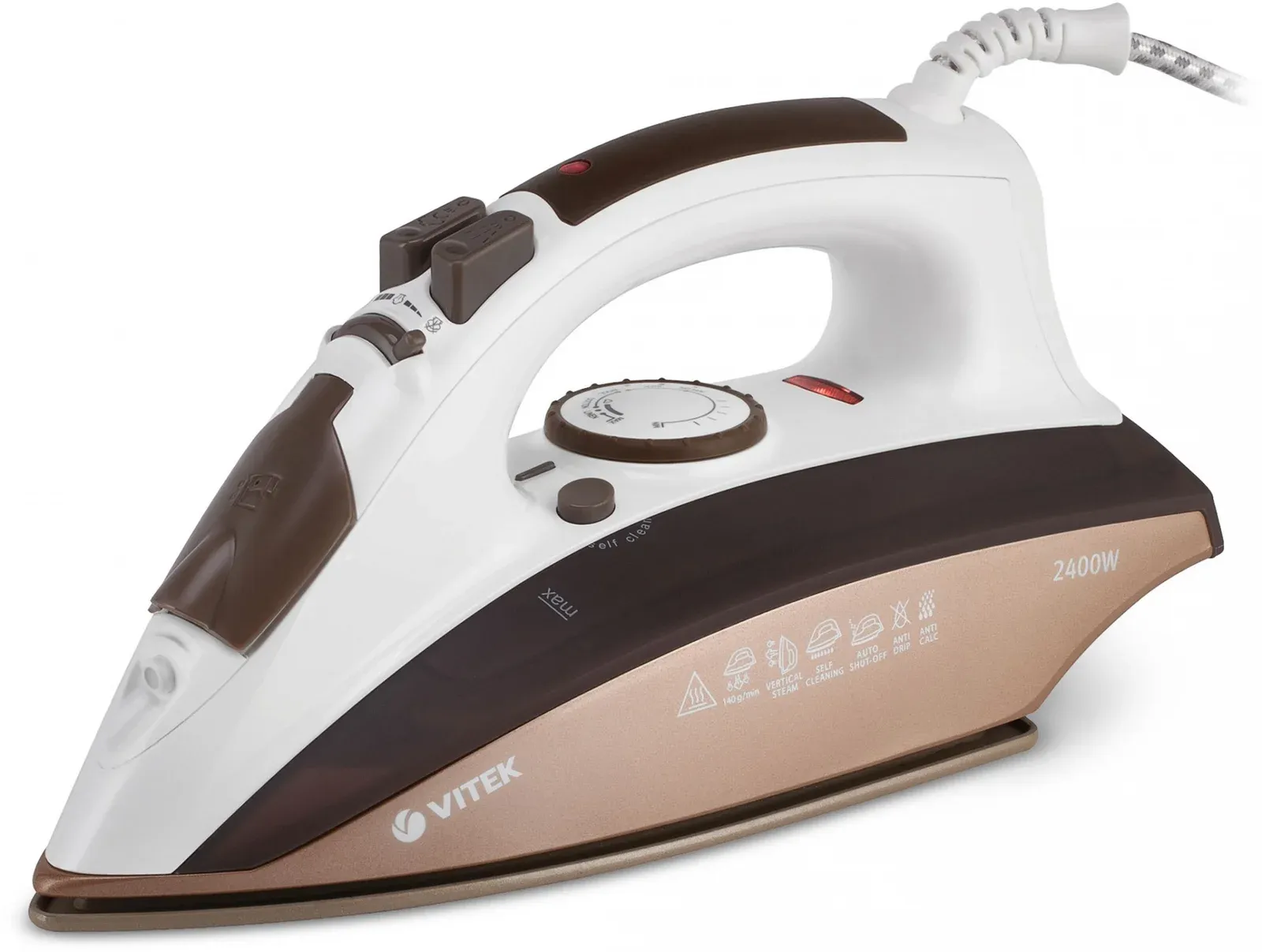 Утюг Vitek 1209-VT-03 2400Вт коричневый/белый - фото 4