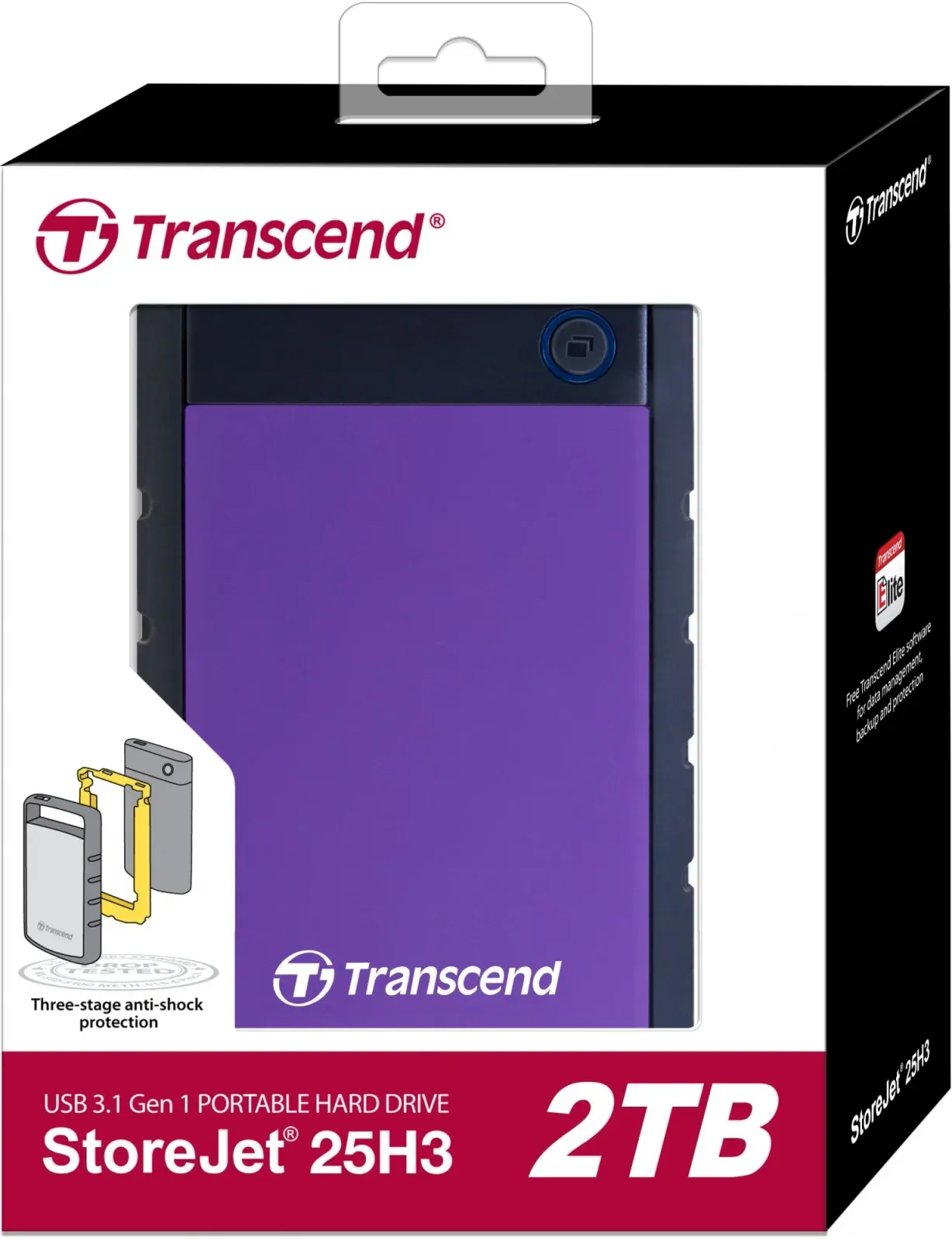Жесткий диск Transcend USB3.0 2TB TS2TSJ25H3P StoreJet 25H3P 5400rpm 2.5 фиолетовый - фото 2